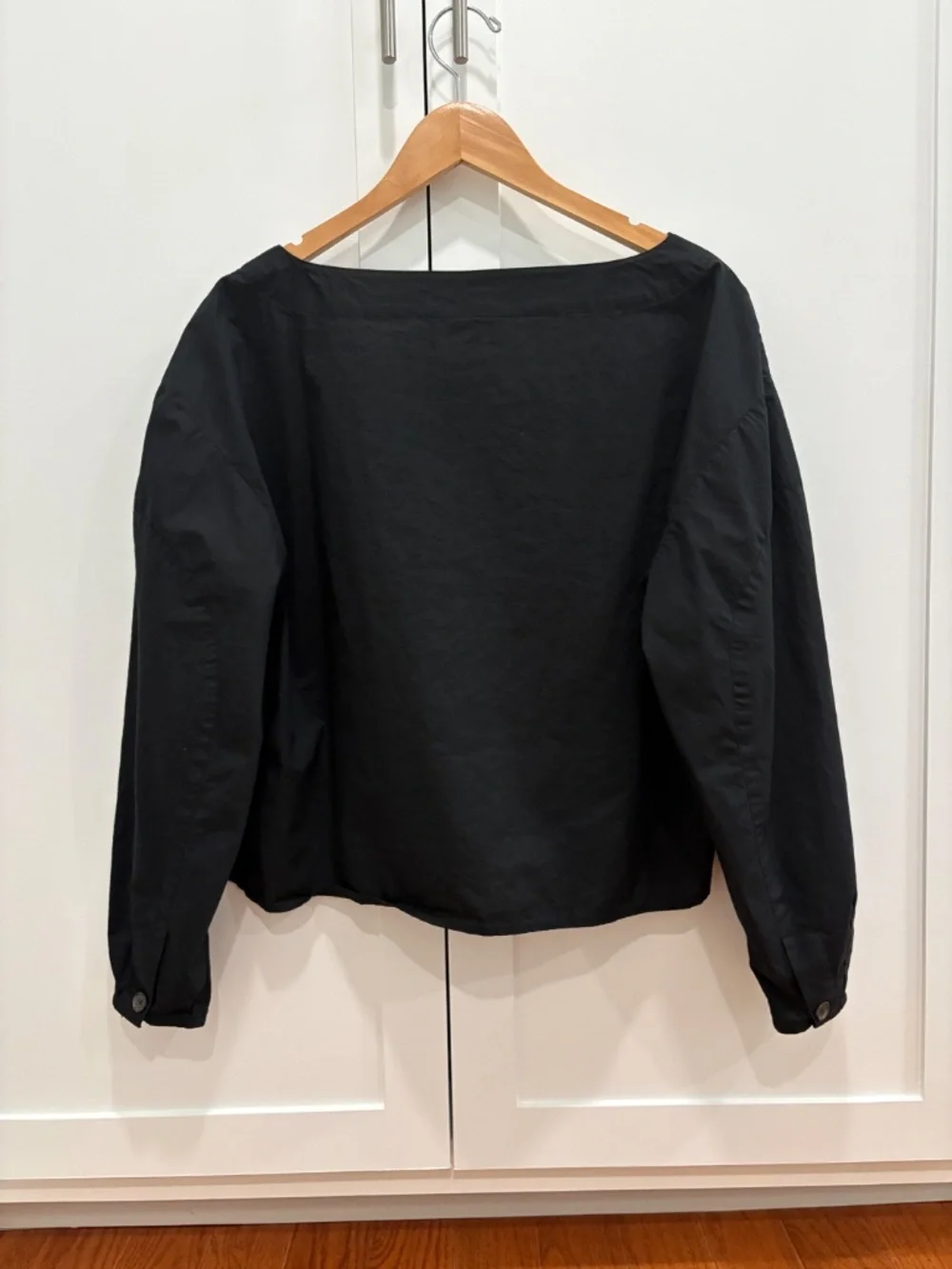 Banana Republic Black Cotton Poplin Volume Sleeve Top Medium Relaxed